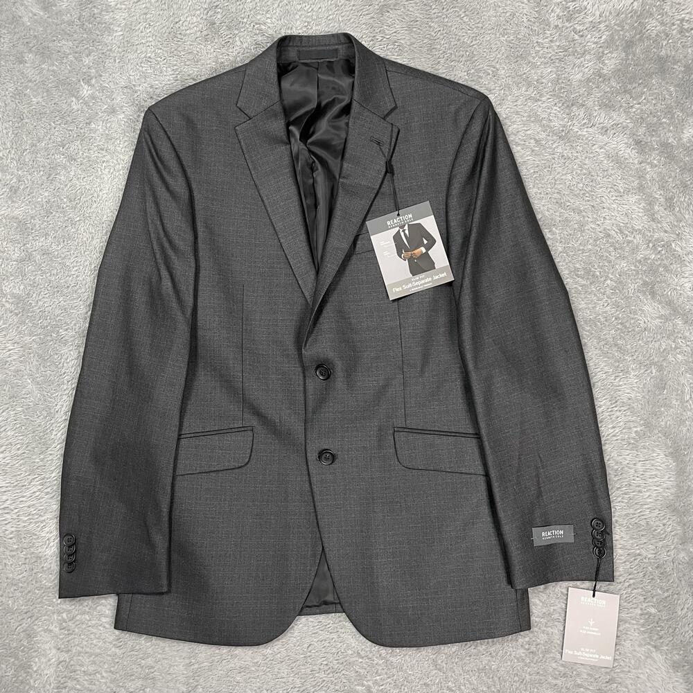 Reaction Kenneth Cole Techni-Cole Suit Jacket Mens 40R Gray Slim Fit NWT